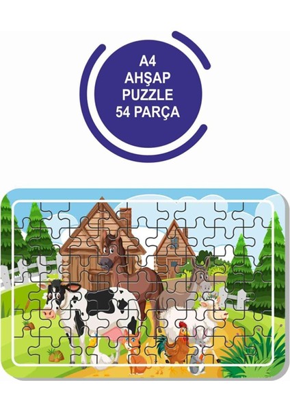 4'lü Set 54 Parça Ahşap Puzzle