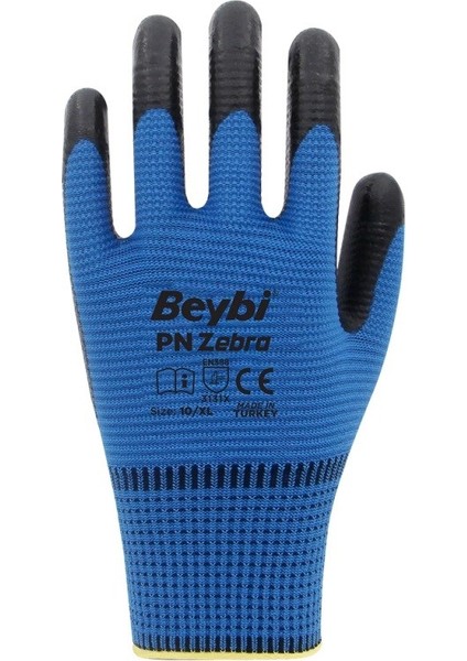 Pn Zebra Mavi Polyester Örme Nitril Eldiven 10/xl 12 Adet fiyatları