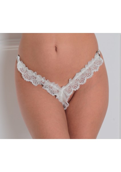 Asist Secret Magic ASM0034 Bayan Beyaz Dantel Fantezi Fırfır Özel String