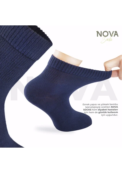 Nova Socks Kadın 4'lü Bambu Lastiksiz Sıkmayan Extra Rahat Şeker Çorabı / Çorap