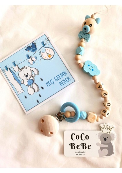 Coco Bebe %100 Doğal Ahşap Ürünlerden Bebek Emzik Zinciri