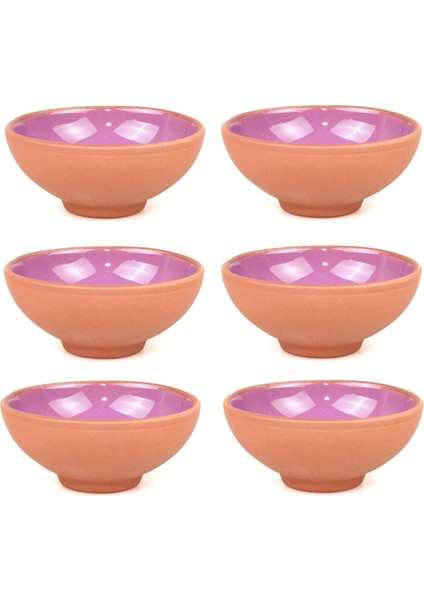 Yörem Çömlekçilik 6 Parça Lila Sırlı Çömlek Toprak Çerezlik