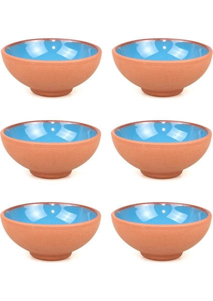 Yörem Çömlekçilik 6 Parça Mavi Sırlı Çömlek Toprak Çerezlik