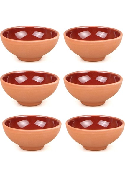 Yörem Çömlekçilik 6 Parça Kahverengi Sırlı Çömlek Toprak Kase