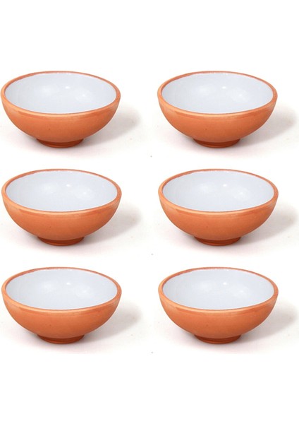 Yörem Çömlekçilik 6 Parça Beyaz Sırlı Çömlek Toprak Kase