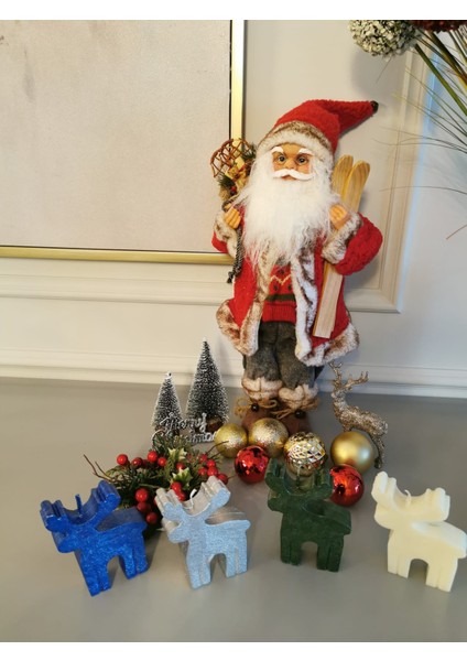 Iv Candles Merry Christmas Yeşil Geyik Mum modelleri