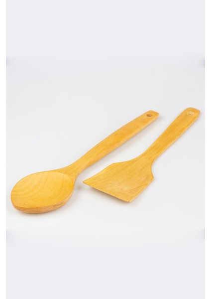 Ahşap Spatula ve Ahşap Servis Kaşığı 2'li Set