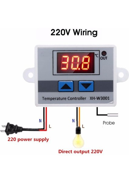 Çınar Hobi XH-3001 220V Dijital Termostat Sıcaklık Kontrol Cihazı 220V-1500W