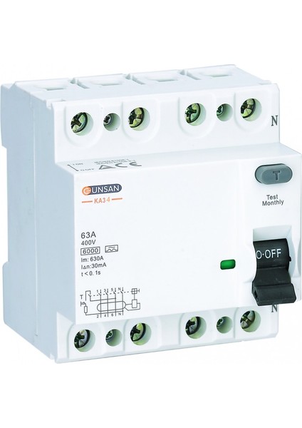 Günsan Valta 80A 300MA 4p 6ka Yangın Koruma Rolesi