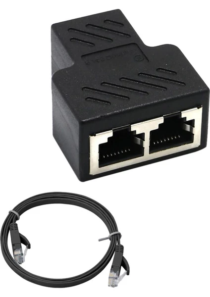 Splitter Adaptörü Lan Ağ Ethernet Genişletici Bağlayıcı Fiş + Lan Kablosu (Yurt Dışından)