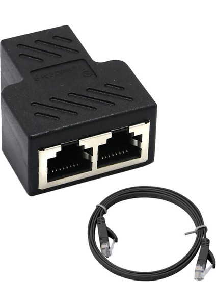 Splitter Adaptörü Lan Ağ Ethernet Genişletici Bağlayıcı Fiş + Lan Kablosu (Yurt Dışından)