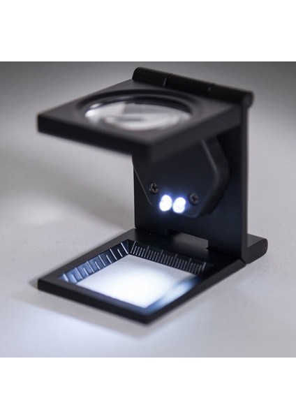 Katlanabilir 10X Büyüteç Kumaş Tekstil Kumaşları Muayene Ölçeğı Dikiş Ipliğı Sayacı ve 2 Led'li Büyüteç (Yurt Dışından)