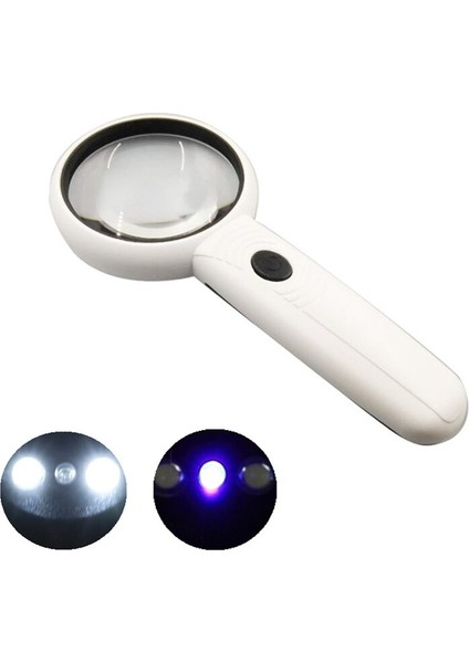 Taşınabilir 11X El Büyüteç Işıklı Saplı Büyüteç 2 LED ile Okuma Tanımlama Içın 1 Ultraviyole Lamba (Yurt Dışından)