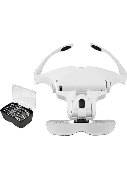 LED Işıklı Kafa Bandı Büyüteç Değıştirilebilir 5 Lensli Kask Büyüteç Üçüncü El Onarım Okuma Büyüteç Büyüteç (Yurt Dışından)