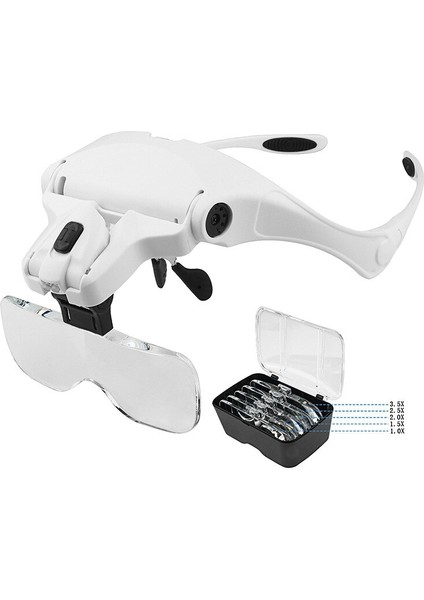 LED Işıklı Kafa Bandı Büyüteç Değıştirilebilir 5 Lensli Kask Büyüteç Üçüncü El Onarım Okuma Büyüteç Büyüteç (Yurt Dışından) fiyatları