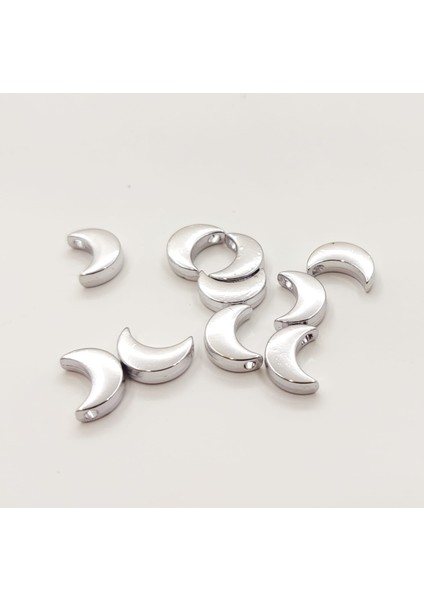 Gümüş Kaplama Ay Model Ara Aparatı 12 Adet (Kararma Yapmaz)