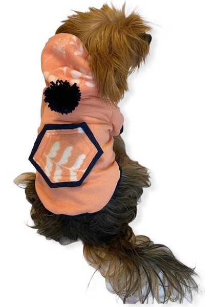 Light Pink Flower Pocket Kapşonlu Sweat By Kemique Köpek Kazağı Xxl