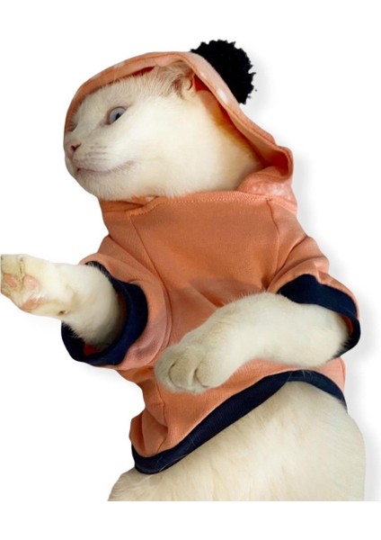 Light Pink Flower Pocket Sweatshirt Kedi Süveteri Kedi Kıyafeti Xl modelleri