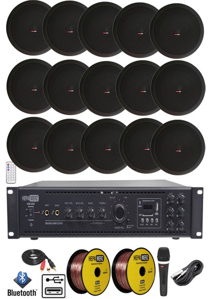 Black Maxx Paket-7 tavan Hoparlörü ve 6 Bölgeli Anfi Ses Sistemi Paketi (Full Set)