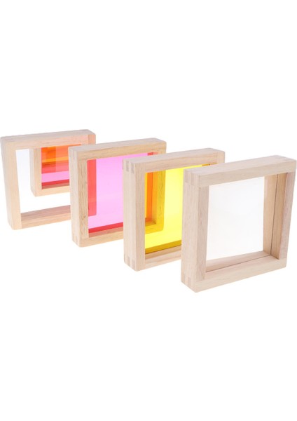 Ahşap Gökkuşağı Ayna Blokları Seti (7-Piece) Bebek Toddler Istifleme Blokları Oyuncak (Yurt Dışından)