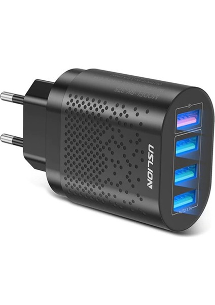 4 Port 48W Qc 3.0 Hızlı Şarj USB Şarj Başlık Adaptör - Siyah