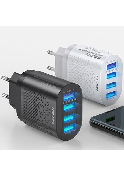 4 Port 48W Qc 3.0 Hızlı Şarj USB Şarj Başlık Adaptör - Beyaz