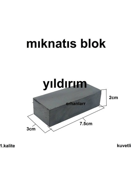 3 Adet Mıknatıs Blok 75 x 30 x 20 cm Küp Mıknatıs Hobi Mıklantıs Tuğla Mıklatıs Dikdörtgen