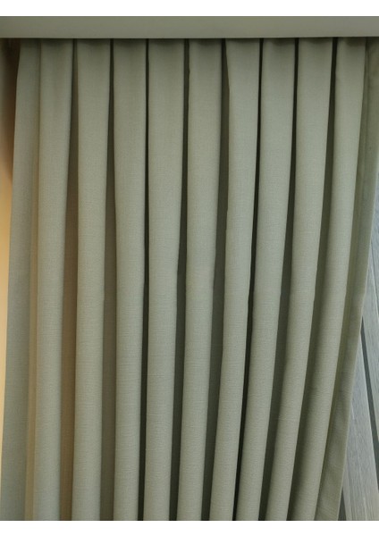 Krem Düz Renk Pileli Keten Fon Perde, Sık Pile, Tek Kanat 50 x 260 Cm.