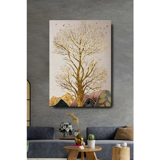 Home Arths Homearths Dekoratif Soyut Altın Ağaç Sürreal Kanvas Duvar Tablosu