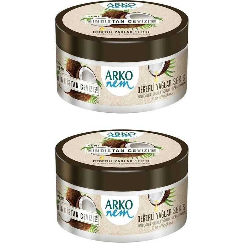 Arko Nem Değerli Yağlar Hindistan Cevizi Yağlı Krem 250 ml X2