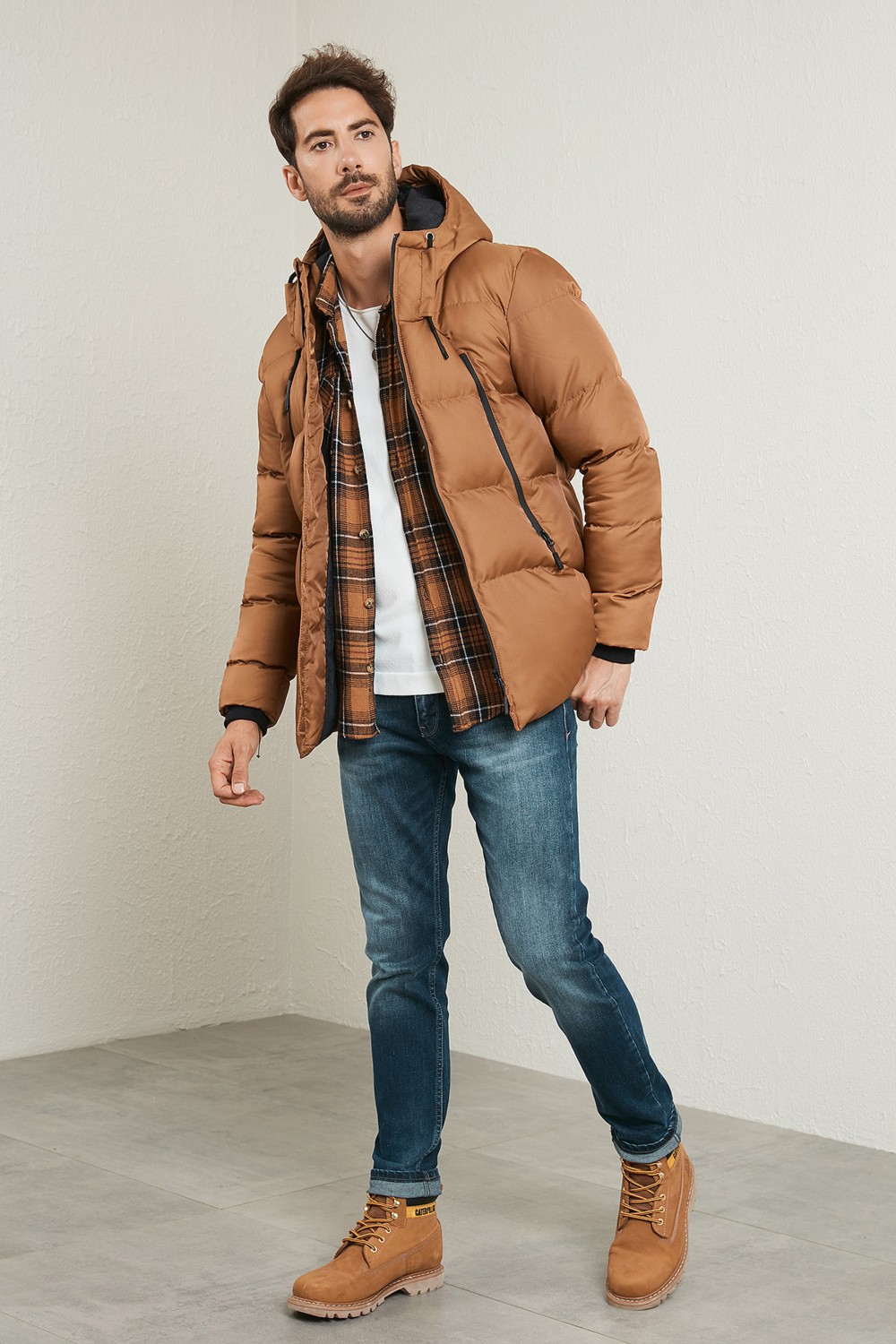 Buratti Fermuar Kapama Slim Fit Kapüşonlu Dik Yaka Mont Erkek MONT 5717101