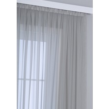 Gauze Fabric Design Kullanıma Hazır Sade Koyu Gri Tül Perde (1'e 2.5 Orta Pile)
