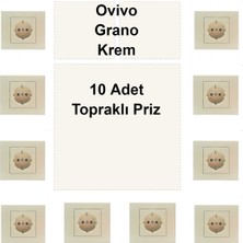 Çağatay Elektrik Ovivo Grano Krem 10 Adet Topraklı Priz