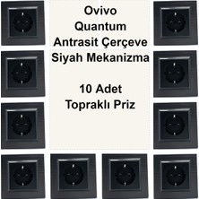 Çağatay Elektrik Ovivo Quantum Antrasit Çerçeve Siyah Mekanizma 10 Adet Topraklı Priz