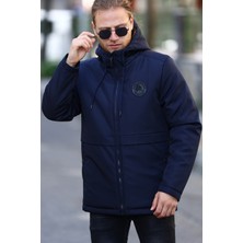 River Club Erkek Lacivert Kapüşonlu Su Geçirmez  Kışlık Mont & Kaban & Parka