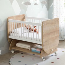 Baby When BW1031 - Sallanır Tekerlekli Sepet Bebek Beşik 50X90 Ahşap