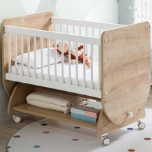 Baby When BW1031 - Sallanır Tekerlekli Sepet Bebek Beşik 50X90 Ahşap