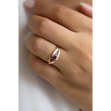 Lieza Jewelry Gümüş Mor Taşlı Tektaş Yüzük