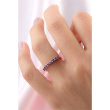 Lieza Jewelry Gümüş Mor Taşlı Yarım Tur Yüzük