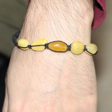 Tesbih Pasajı Yetişkin Mat Sarı Damla Kehribar Bileklik