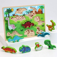 Lovoski Montessori Jigsaw Puzzle Beyin Oyunu Okul Öncesi Oyuncaklar Öğrenme Yolu 2-4 Dinozor  (Yurt Dışından)