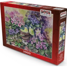 Nova Puzzle 1000 Parça Puzzle - Menekşeler Arasında Kuş Yuvası (Suluboya)