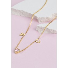 Lieza Jewelry Gümüş Kalp Taşlı Harf Kolye