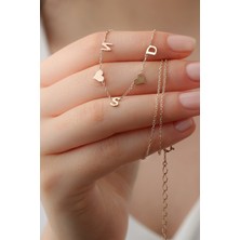 Lieza Jewelry Gümüş Üçlü Kalp Harf Kolye