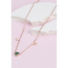Lieza Jewelry Gümüş Kalp Taşlı Harf Kolye