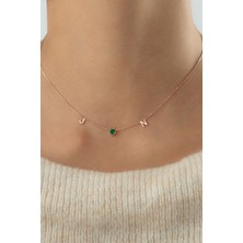Lieza Jewelry Gümüş Kalp Taşlı Harf Kolye