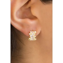 Lieza Jewelry Gümüş Baget Taşlı Küpe