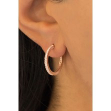 Lieza Jewelry Gümüş Taşlı Büyük Boy Halka Küpe