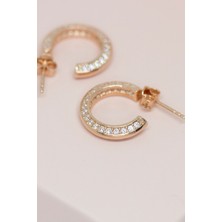 Lieza Jewelry Gümüş Taşlı Büyük Boy Halka Küpe