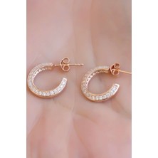 Lieza Jewelry Gümüş Taşlı Büyük Boy Halka Küpe